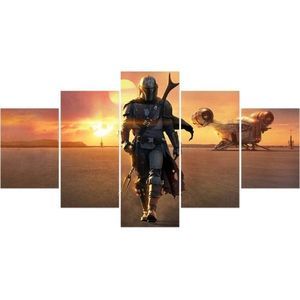 𝅺Star Wars Mandalorian 5 Piece HD Print On Canvas Wall Decor UNFRAMED